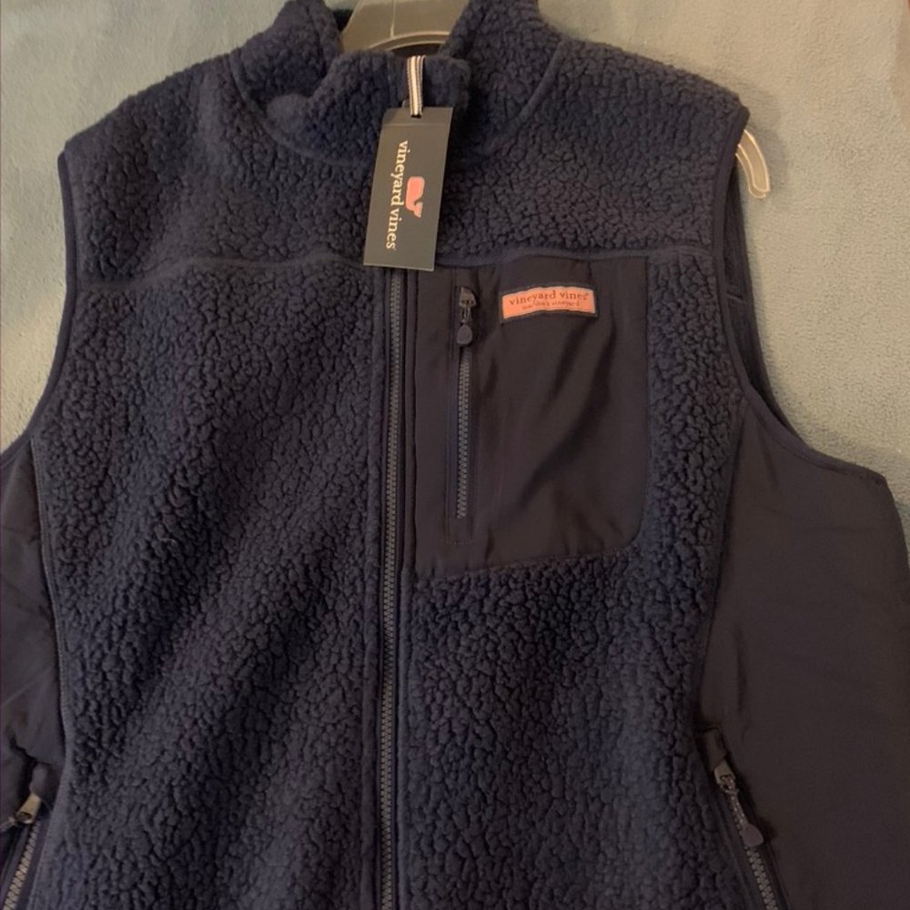 Mens Vineyard Vines Navy Sherpa Vest